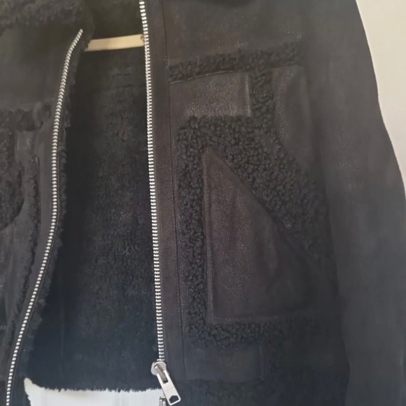 Allsaints Asher black shearling jacket - Picture 2 of 4